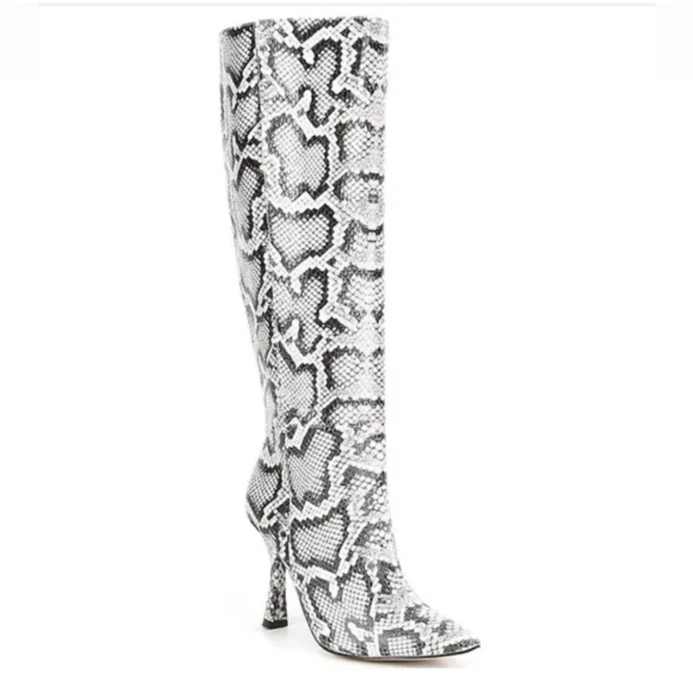 Gianni Bini Monochrome Snakeskin Heeled Boots